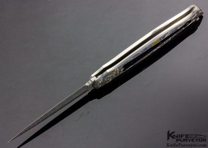 Warren Osborne Custom Knife Amber Interframe Lockback Dagger Engraved by Ray Cover Jr. - Image 5