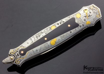 Warren Osborne Custom Knife Amber Interframe Lockback Dagger Engraved by Ray Cover Jr. - Image 3