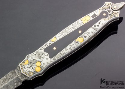 Warren Osborne Custom Knife Amber Interframe Lockback Dagger Engraved by Ray Cover Jr. - Image 2