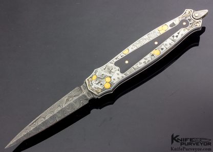 Warren Osborne Custom Knife Amber Interframe Lockback Dagger Engraved by Ray Cover Jr.