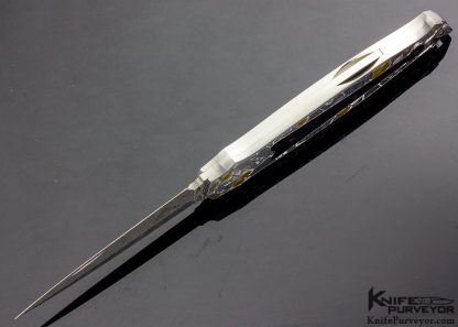 Warren Osborne Custom Knife Amber Interframe Lockback Dagger Engraved by Ray Cover Jr. - Image 4