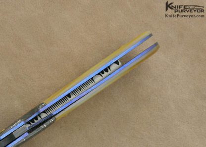 R.B. Johnson Custom Knife Damascus & South Sea Gold Lip Pearl Linerlock - Image 6