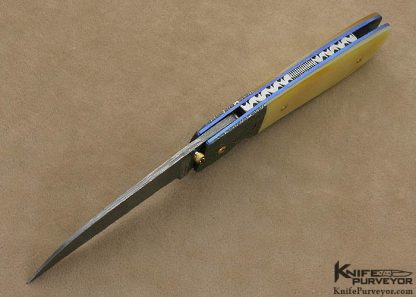 R.B. Johnson Custom Knife Damascus & South Sea Gold Lip Pearl Linerlock - Image 4