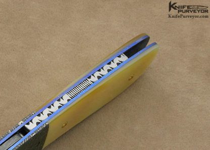 R.B. Johnson Custom Knife Damascus & South Sea Gold Lip Pearl Linerlock - Image 7