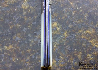 R.B Johnson Custom Knife Damascus and Mother of Pearl Lever Release Lock Back Auto - Image 6