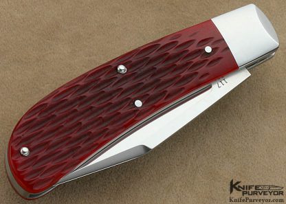 Joe Allen Custom Knife Red Jigged Bone "Lanny's Clip" Slip Joint with Federal Shield - Image 4