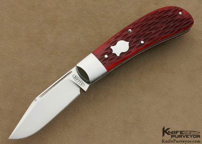 Joe Allen Custom Knife Red Jigged Bone "Lanny's Clip" Slip Joint with Federal Shield