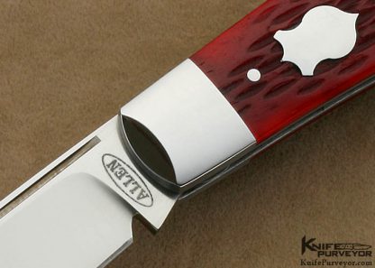 Joe Allen Custom Knife Red Jigged Bone "Lanny's Clip" Slip Joint with Federal Shield - Image 2