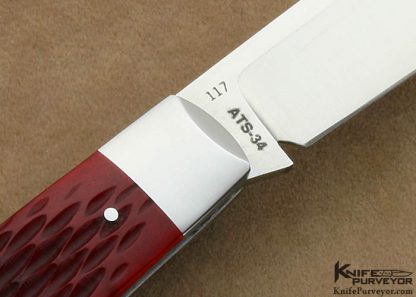 Joe Allen Custom Knife Red Jigged Bone "Lanny's Clip" Slip Joint with Federal Shield - Image 3