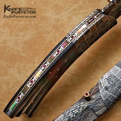 Vernie Reed Custom Knife Blacklip Pearl & Damascus Linerlock - Image 3