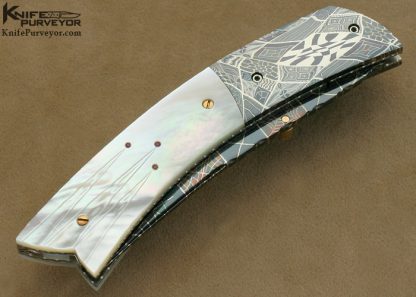 Vernie Reed Custom Knife Pearl & Damascus Linerlock - Image 3