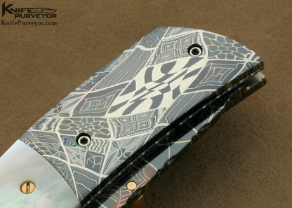 Vernie Reed Custom Knife Pearl & Damascus Linerlock - Image 4