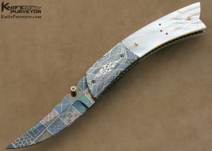 Vernie Reed Custom Knife Pearl & Damascus Linerlock
