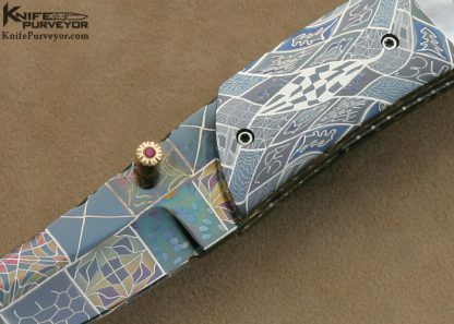 Vernie Reed Custom Knife Pearl & Damascus Linerlock - Image 2