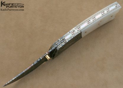 Vernie Reed Custom Knife Pearl & Damascus Linerlock - Image 6