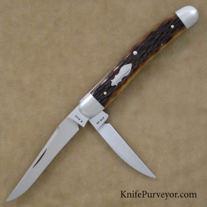 Reese Bose Custom Knife Double Blade Remington Jigged Bone Serpentine Trapper #0 with Double Bomb Shield