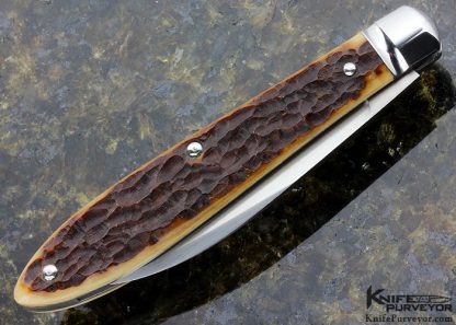 Tony Bose Custom Knife Napanoch Jigged Bone Teardrop Slipjoint with Shield - Image 5