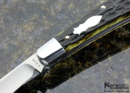 Reese Bose Custom Knife #4 Green Jigged Bone Gentleman's Slip Joint with Clip Blade - Image 2