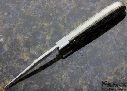 Reese Bose Custom Knife #4 Green Jigged Bone Gentleman's Slip Joint with Clip Blade - Image 6