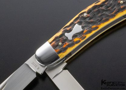 Reese Bose Custom Knife Jigged Bone 3 Blade Sowbelly Slip Joint - Image 2