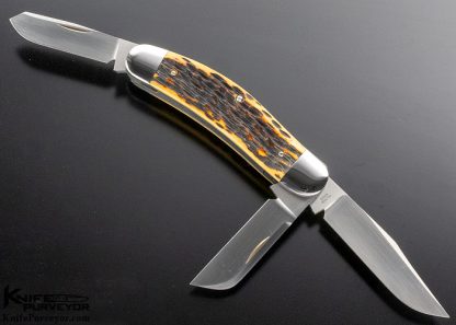 Reese Bose Custom Knife Jigged Bone 3 Blade Sowbelly Slip Joint - Image 3