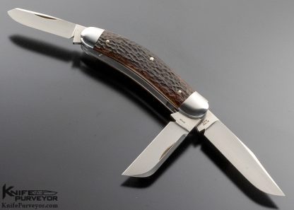 Reese Bose Custom Knife 3 Blade Jigged Bone Sowbelly Slip Joint - Image 3