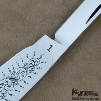 Reese Bose Custom Knife #1 Rogers Half Whittler Slipjoiint Engraved by Simon Lytton - Image 4