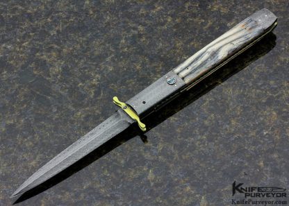 Reese Weiland Custom Knife  Extra Large Jerry Rados Turkish Twist Damascus Extra Large Swing Guard Automatic