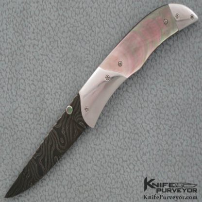 Rex Robinson Custom Knife Black Lip & Damascus Liner Lock