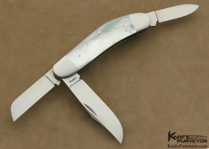 Richard Rogers Custom Knife 3 Blade Mother of Pearl Shell "Sowbelly" Slipjoint