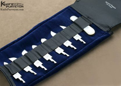 Richard Rogers Custom Knife Quilted Mother of Pearl Shell Fixed Blade with 7 Interchangeable Blades