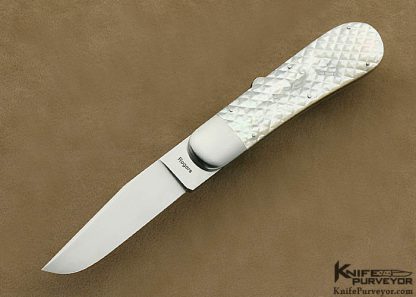 Richard Rogers Custom Knife Quilted Mother of Pearl Shell Fixed Blade with 7 Interchangeable Blades - Image 6