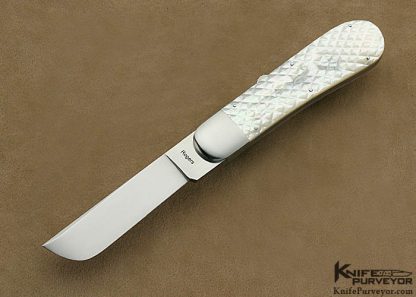 Richard Rogers Custom Knife Quilted Mother of Pearl Shell Fixed Blade with 7 Interchangeable Blades - Image 9