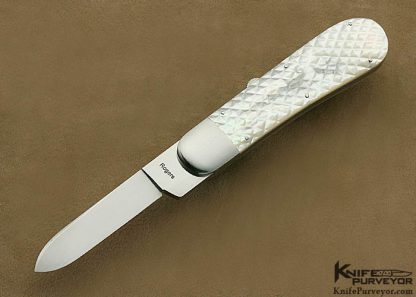 Richard Rogers Custom Knife Quilted Mother of Pearl Shell Fixed Blade with 7 Interchangeable Blades - Image 11