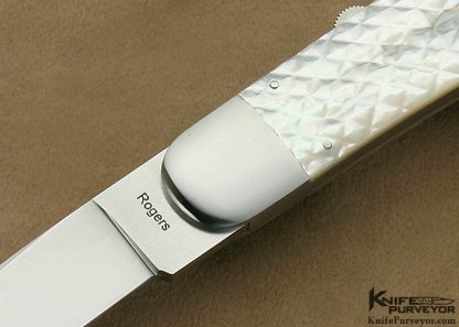 Richard Rogers Custom Knife Quilted Mother of Pearl Shell Fixed Blade with 7 Interchangeable Blades - Image 3