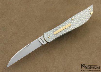 Richard Rogers Custom Fruit Knife with Quilted Mother of Pearl & 14Kt Gold Toothpick Slip Joint