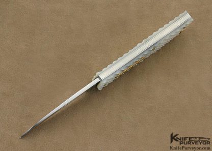 Richard Rogers Custom Fruit Knife with Quilted Mother of Pearl & 14Kt Gold Toothpick Slip Joint - Image 4