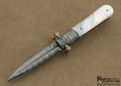 Richard S. Wright Custom Knife Mother of Pearl Ambidextrous Bolster Release Automatic Dagger