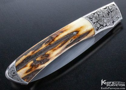 Scott Sawby Custom Knife Stag "Tanager" Self Lock Engraved Rick Simmons - Image 3