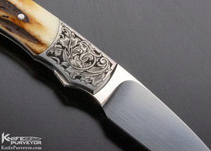 Scott Sawby Custom Knife Stag "Tanager" Self Lock Engraved Rick Simmons - Image 5