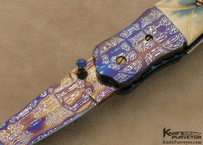 Rick Dunkerley Custom Knife Blued Sole Authorship Mosaic Damascus Linerlock - Image 2