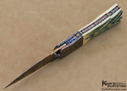 Rick Dunkerley Custom Knife Blued Sole Authorship Mosaic Damascus Linerlock - Image 4