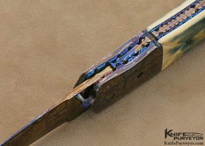 Rick Dunkerley Custom Knife Blued Sole Authorship Mosaic Damascus Linerlock - Image 5