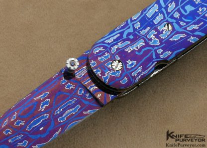 Rick Dunkerely Custom Knife Blued Sole Authorship "St. Patrick's Day" Mosaic Damascus Linerlock - Image 2