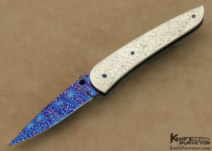Rick Dunkerley Custom Knife Engraved Sterling Silver Linerlock