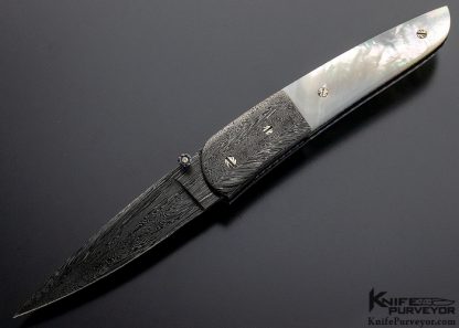 Rick Dunkerley Custom Knife Mother of Pearl and Damascus Linerlock