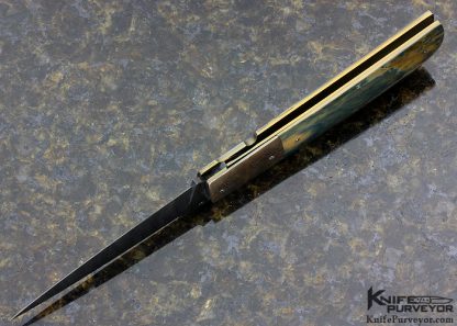 Rick Fields Scrimshawed "Wolf" Jack Davenport Custom Knife Fighter Lockback - Image 6