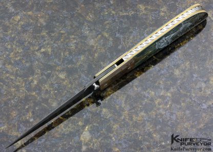 Rick Fields Scrimshawed "Wolf" Jack Davenport Custom Knife Fighter Lockback - Image 5