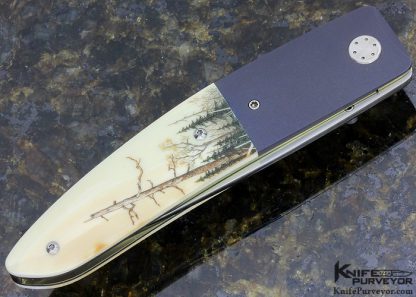 Owen Wood Custom Knife Rick Fields Scrimshawed Linerlock - Image 4