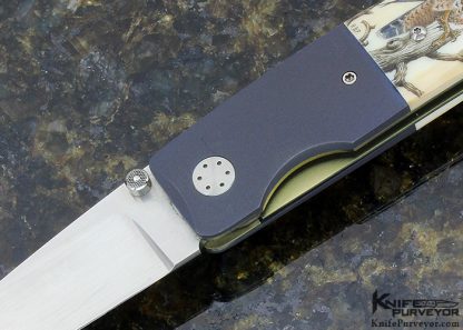 Owen Wood Custom Knife Rick Fields Scrimshawed Linerlock - Image 2